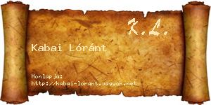 Kabai Lóránt névjegykártya